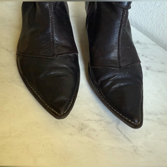 HEYRAUD Brown Leather Ankle Boots - Picture 3 of 8